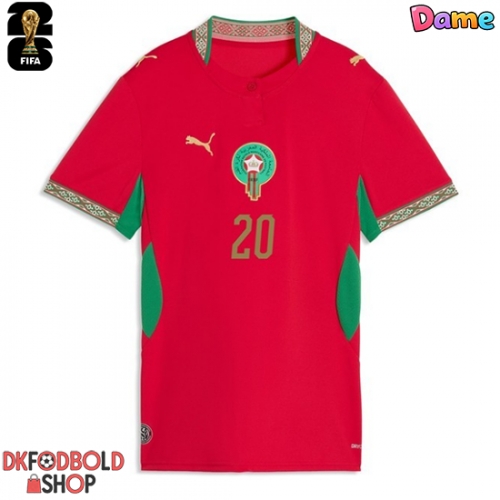 Marokko Ayoub El Kaabi #20 Hjemmebanetrøje Dame VM 2026 Kort ærmer